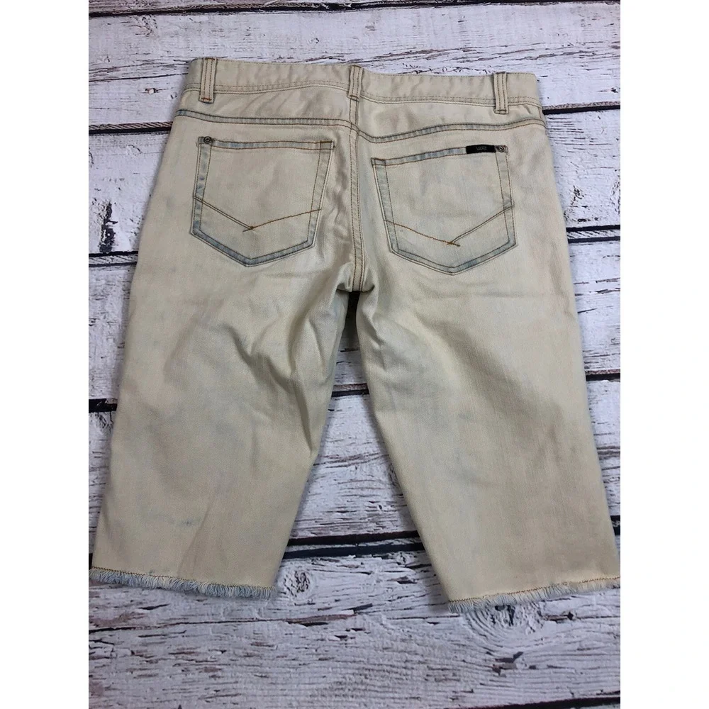 VANS Womens Size 11 Bleached Denim Cutoff Bermuda Shorts Off White Cream
